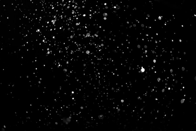 Falling Snow down On The Black Background