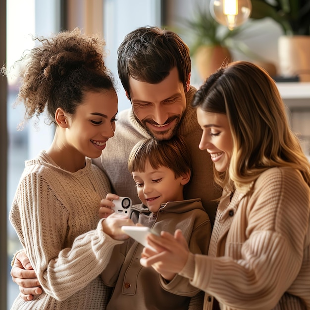 Family looking at therometer