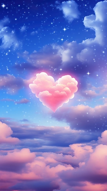 Fantasy evening sky background with heart shaped clouds backgrounds outdoors nature