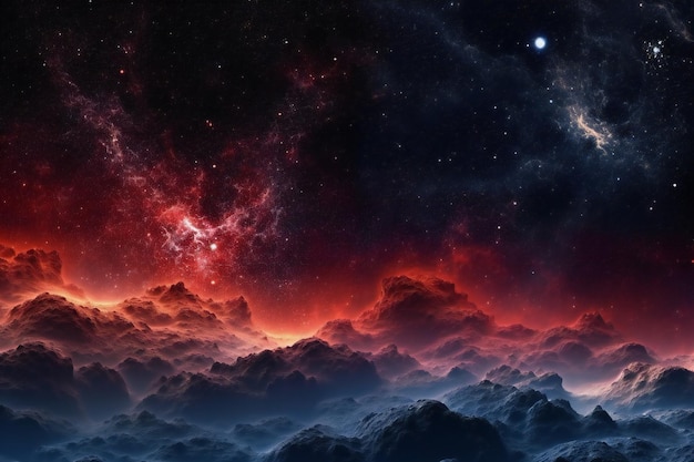 Photo fantasy night sky with stars and nebula