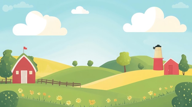 Photo farm nature landscape flat design vector illustration