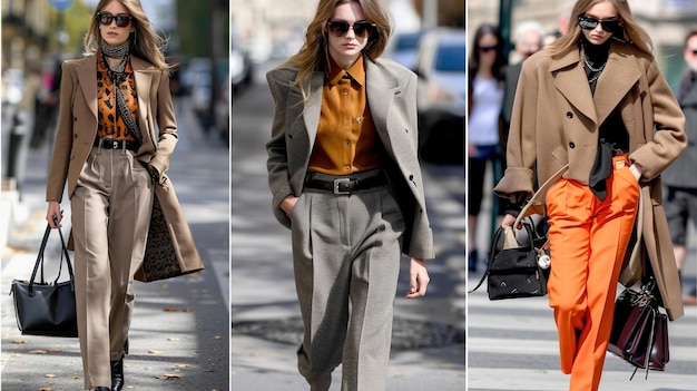 Photo fashionable woman in different outfits