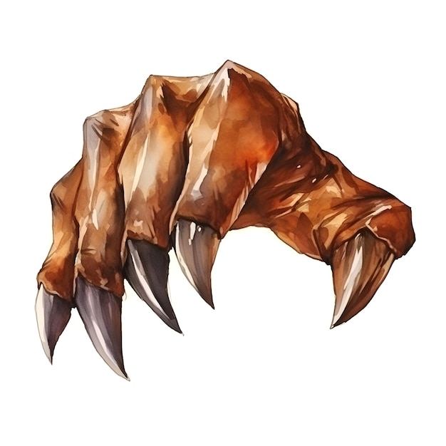 Photo fearsome werewolf claw in dramatic watercolor