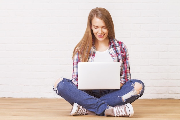 Female using laptop