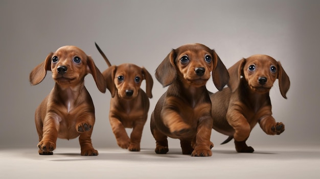 Few cute excited dachshund puppies Generative AI