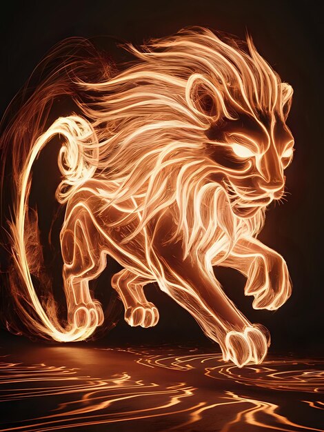 Photo fiery lion