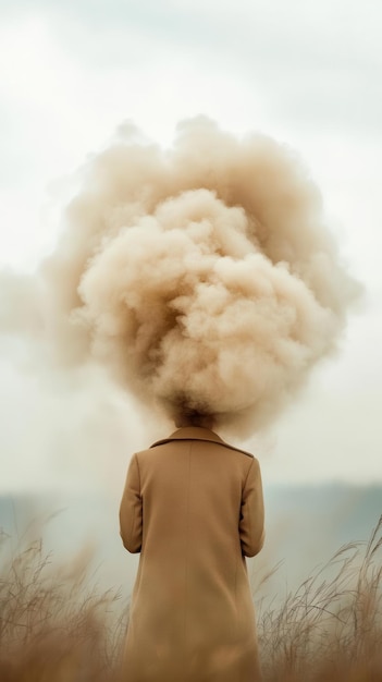 A figure with a cloud of smoke for a head