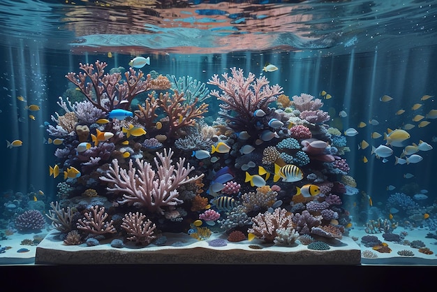 Fish swimming in a coral reef