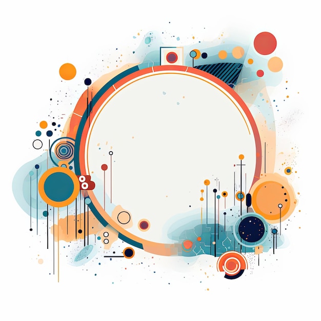 flat circle frame template vector style digital art white background