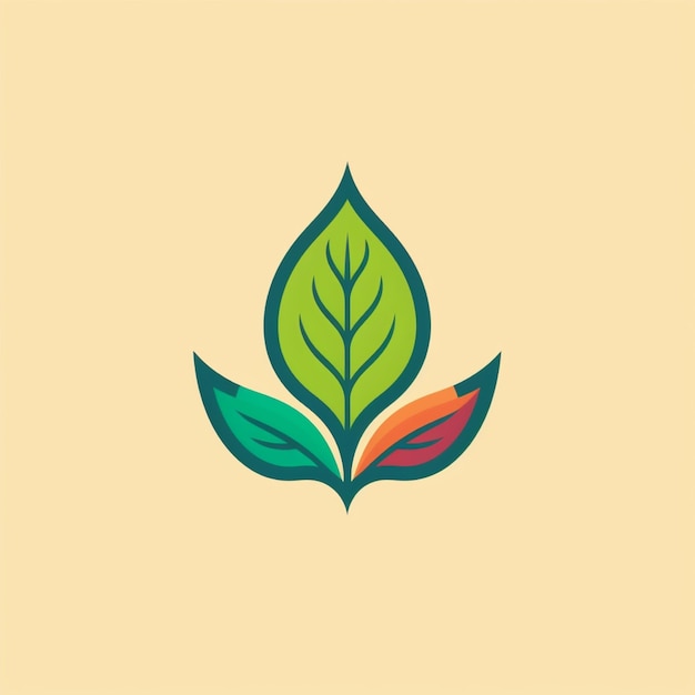 flat color leaf logo vector