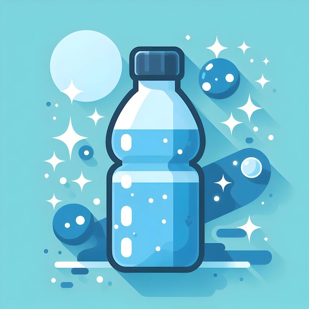 Photo flat design as water bottle icon with copy space on a minimalist background concept as a vector imag