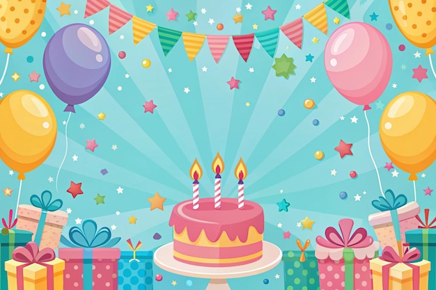 Photo flat design birthday background