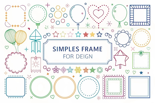 Photo flat design birthday collage frames set