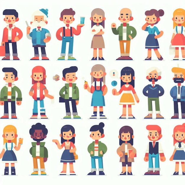 Photo flat design character set