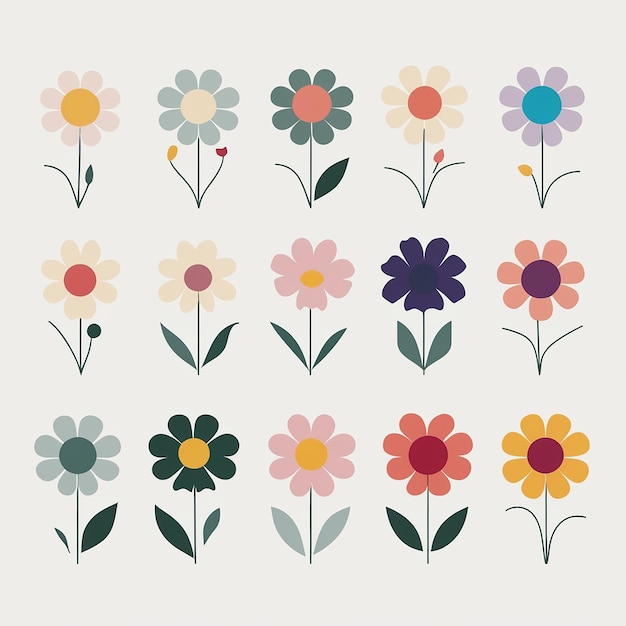 Photo flat design flower silhouettes vector image