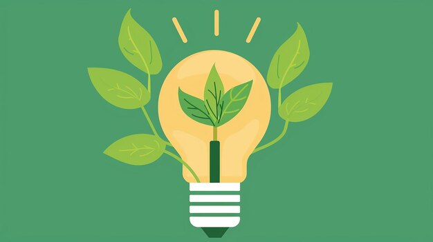 Photo flat design lightbulb with leaf graphic