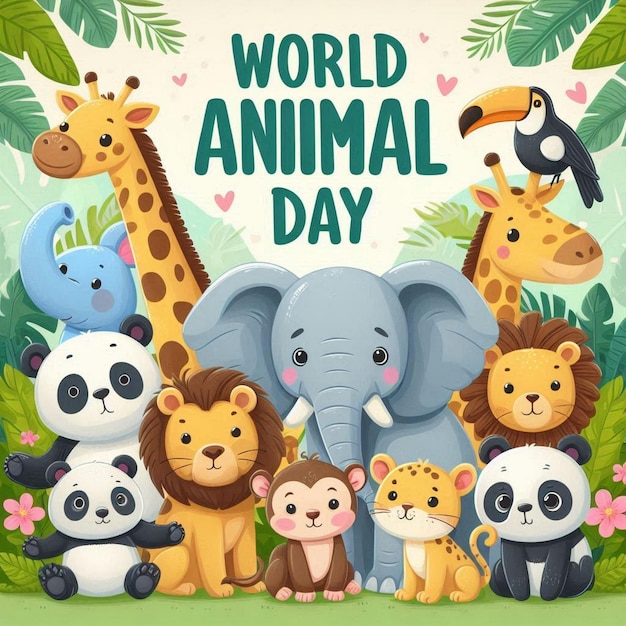 Photo flat illustration for world animal day celebration