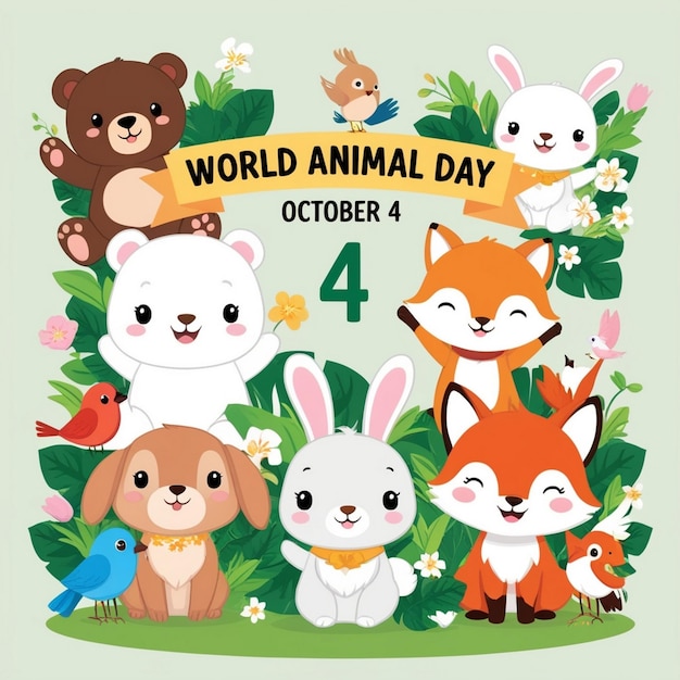 Photo flat illustration of world animal day celebration