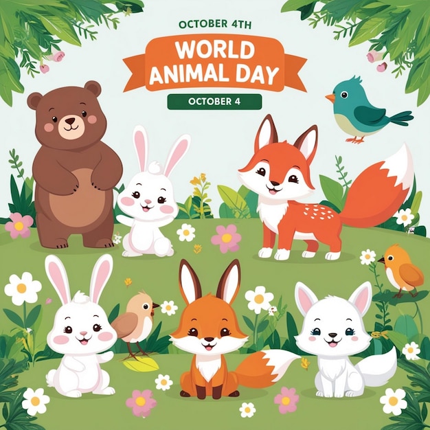 Photo flat illustration of world animal day celebration