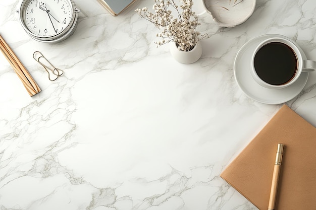 Photo flat lay elegant desk assortment