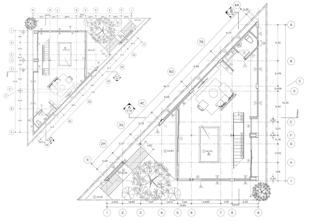 Photo floor plan designed building on the drawing