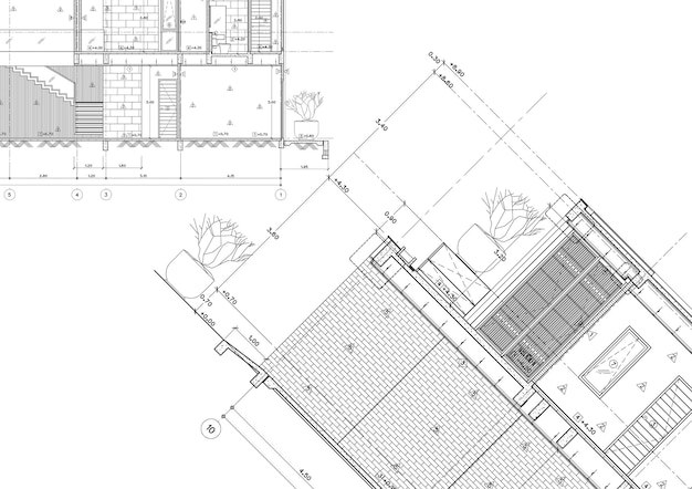 Photo floor plan designed building on the drawing