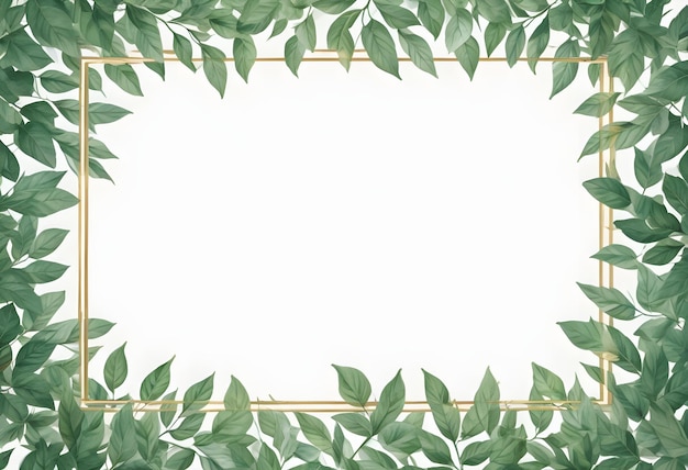 Photo a floral border with green leaves and a place for text in the center