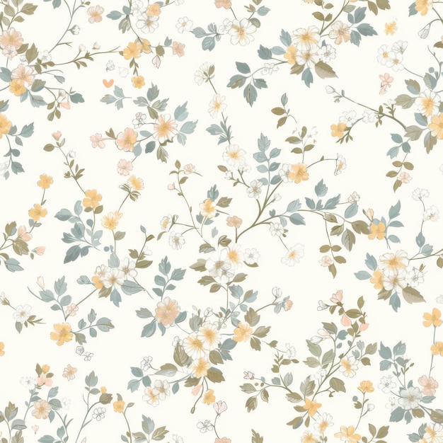 A floral patterned wallpaper with a white background