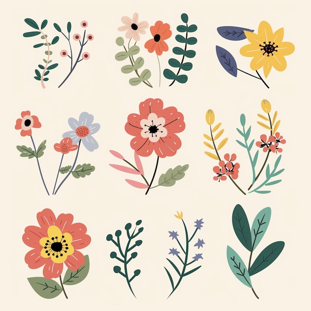 Photo flower vector set