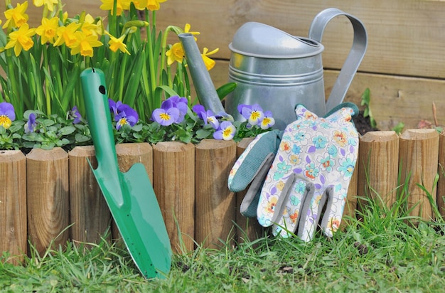 Photo flowers in pot by plants on field