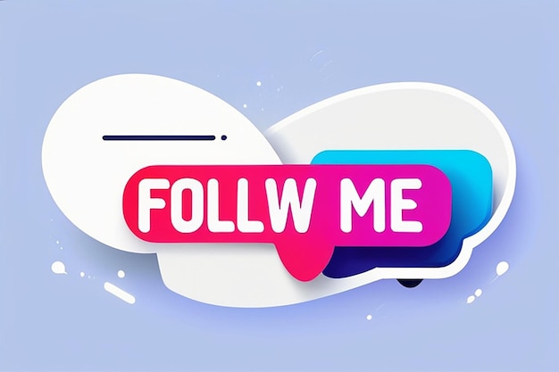 Photo follow me tag neumorphic background with chat speech bubble