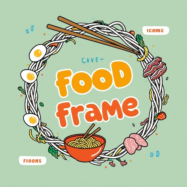 Photo foodthemed frame for culinary art and photography