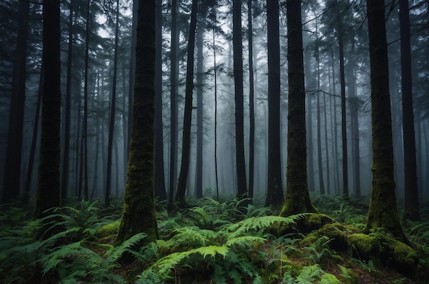 Photo a forest with fog in the background