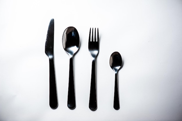 fork knife spoon teaspoon cutlery isolated on white background clipping path