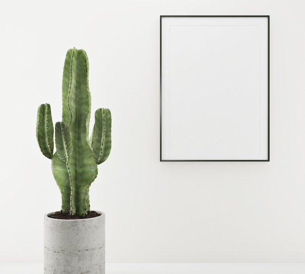 Frame photo near plant on a wall