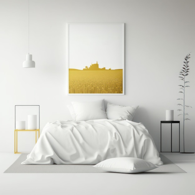 Frame poster mockup in home interior golden castle and a field of dreams AI Generaion