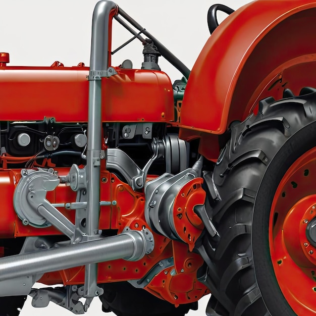 Photo free photo a red tractor on a white background computer graphics by lichtenstein