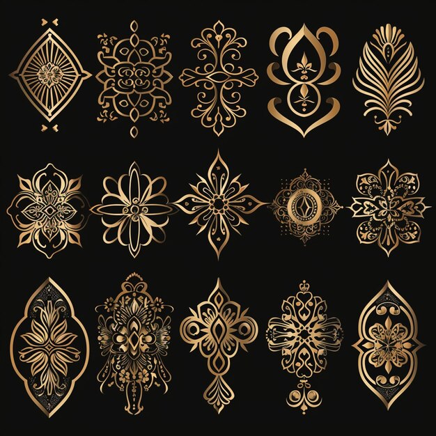 Photo free vector golden calligraphic ornament collection