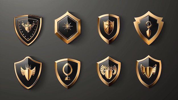 Photo free vector realistic golden luxury badges collection