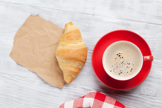 Fresh croissant and coffee