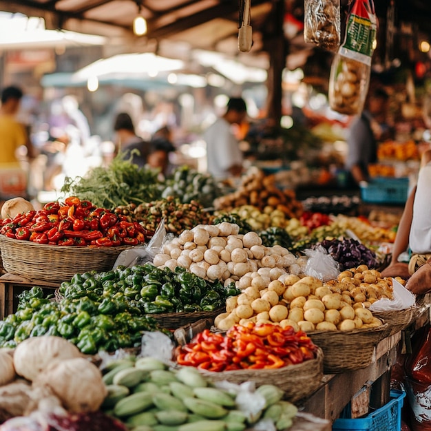 Photo fresh fruit being sold at the market