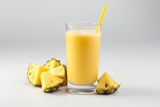 fresh Pineapple juice on isolated white background Pineapple juice image photography