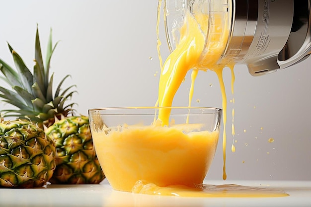 fresh Pineapple juice on isolated white background Pineapple juice image photography