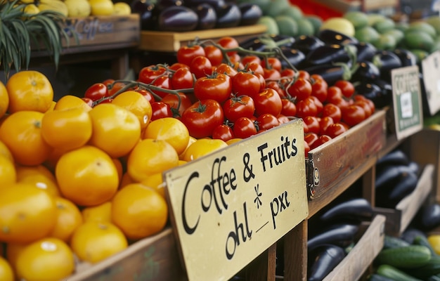 Photo fresh produce at a market stall