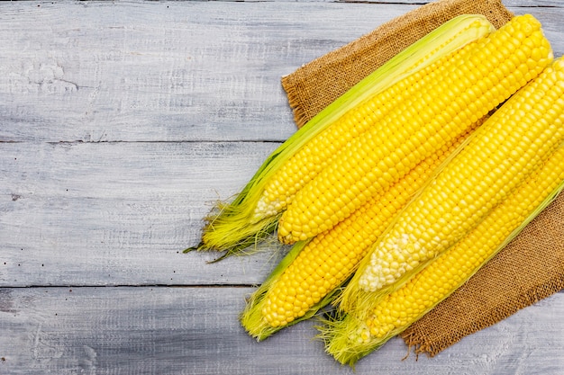 Fresh raw corn on cobs