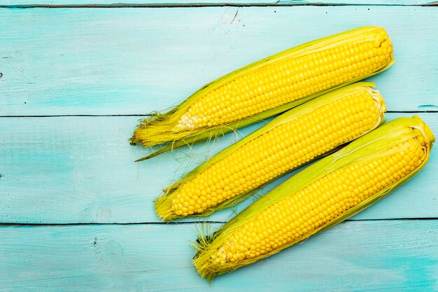 Fresh raw corn on cobs