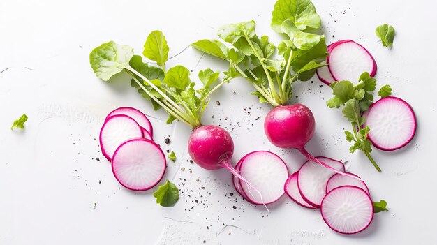 Photo fresh sliced radishes