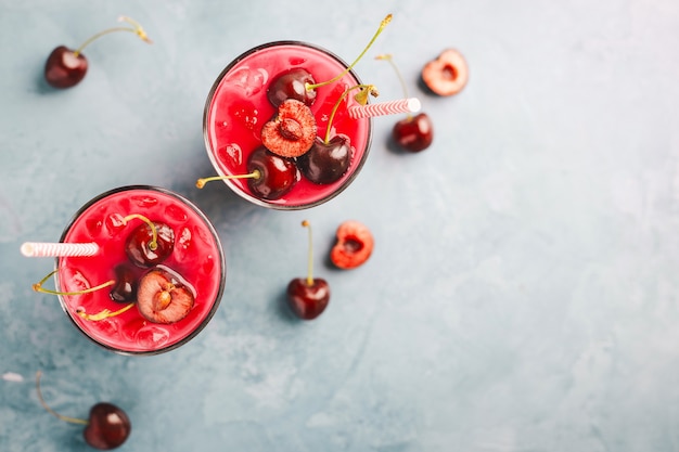 Fresh summer cocktail with cherries