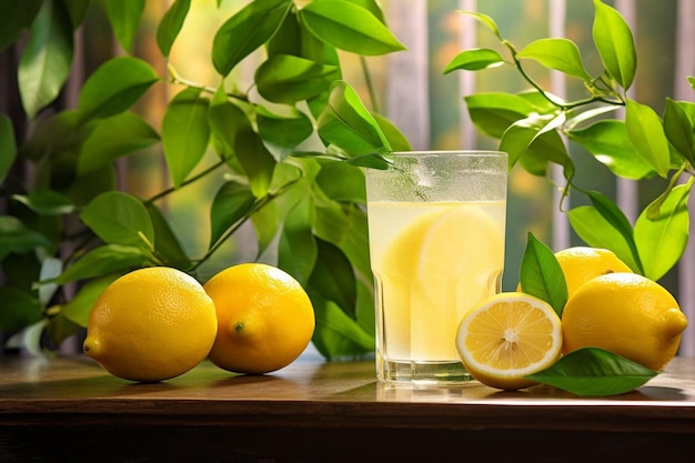 Freshly squeezed lemon juice in glass natural cool lemon juice lemon drink splash