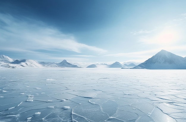 Photo frozen lake with mountains in the foreground